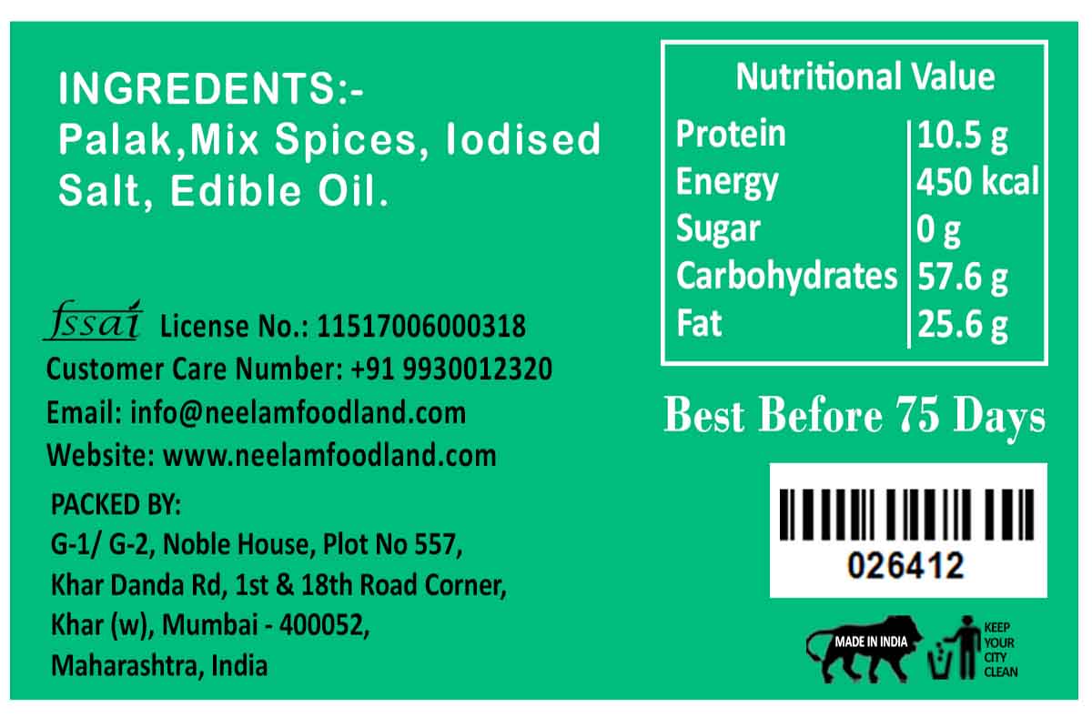 Gluten Free Palak Khakhra 200 Gm