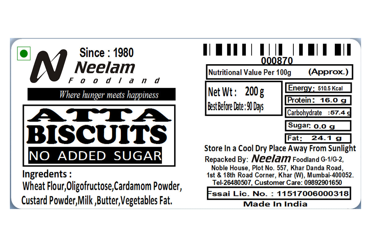 Atta Biscuits No Added Sugar 200 Gm