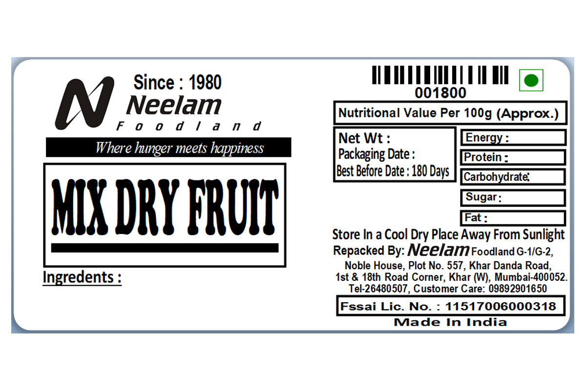 Mix Dry Fruit Whole 500 Gm