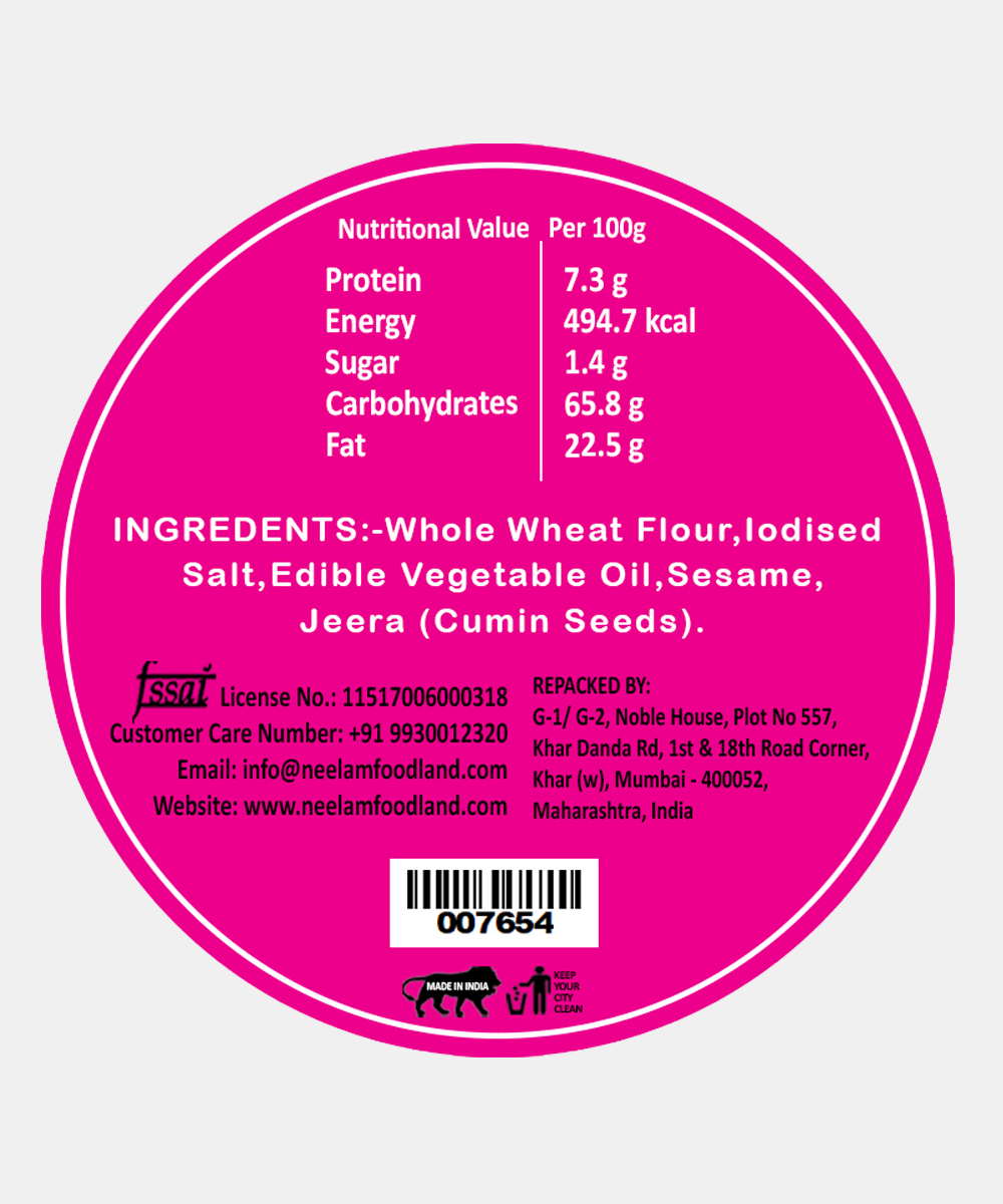 Roasted Jeera Bhakri 200 Gm