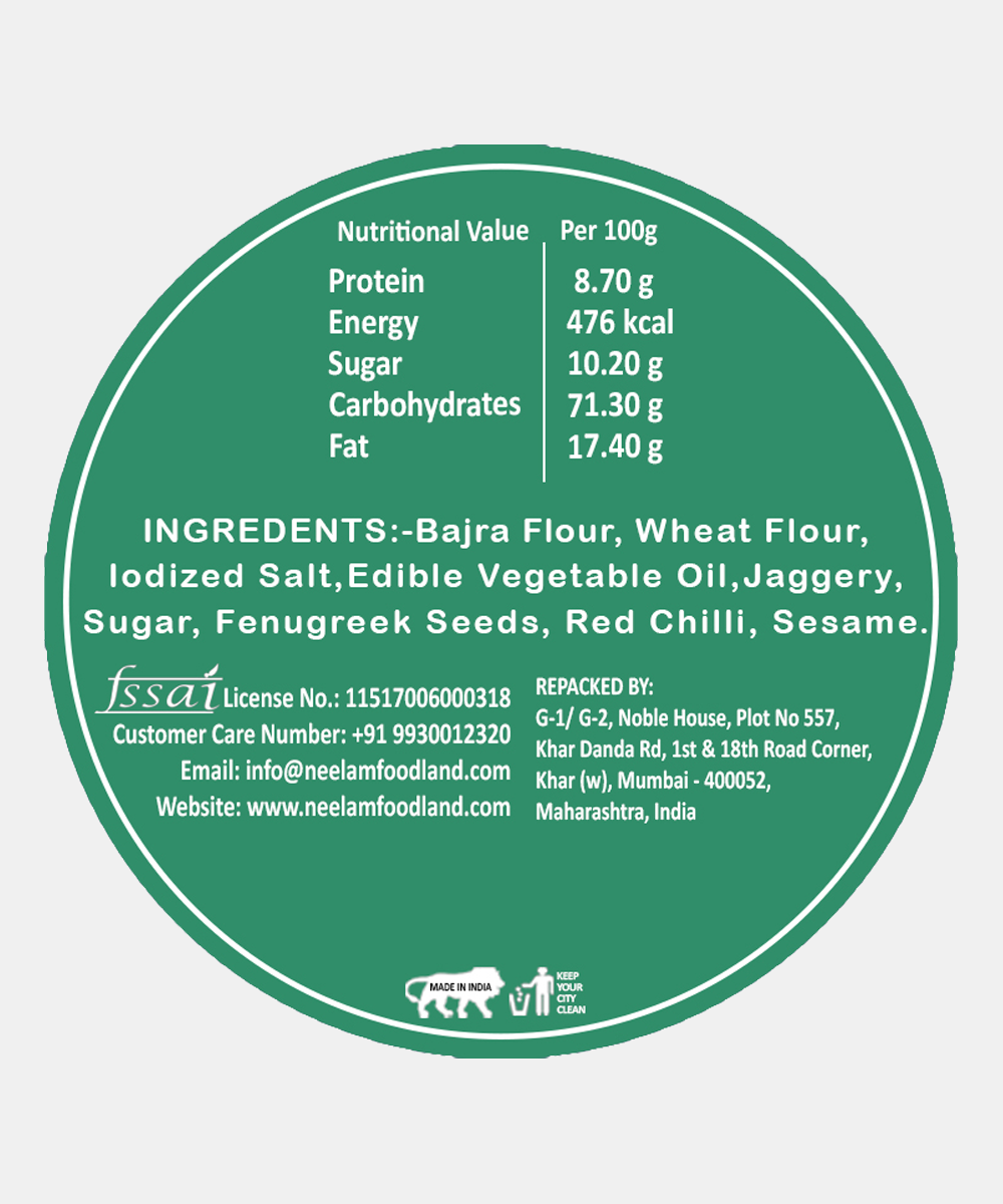 Roasted Bajra Jaggery Bhakri 150 Gm