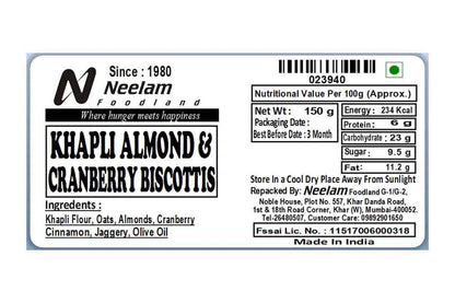 Khapli Almond Cranberry Biscotti 150 Gm