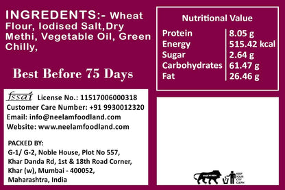Roasted Whole Wheat Methi Khakhra 250 Gm