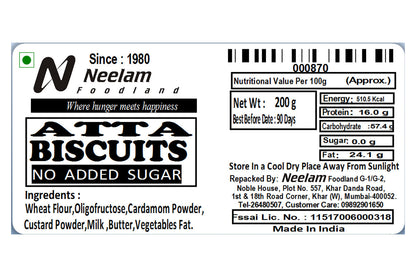 Atta Biscuits No Added Sugar 200 Gm