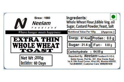 Extra Thin Whole Wheat Toast 200 Gm