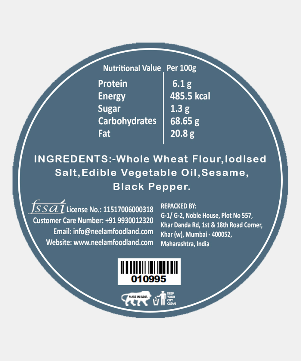 Roasted Black Pepper Bhakri 200 Gm