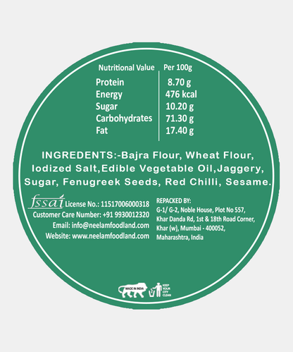 Roasted Bajra Jaggery Bhakri 150 Gm