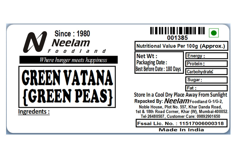 GREEN VATANA/GREEN PEAS 500 GM